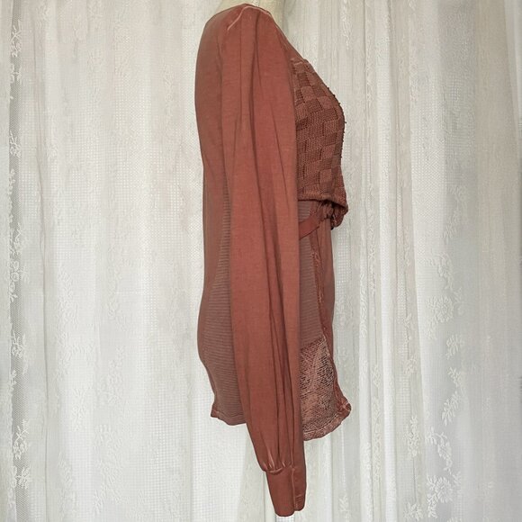 Y2K Angels Never Die Women's Top Medium Pink Long Sleeve Tunic Pockets Bellacore - Picture 2 of 8